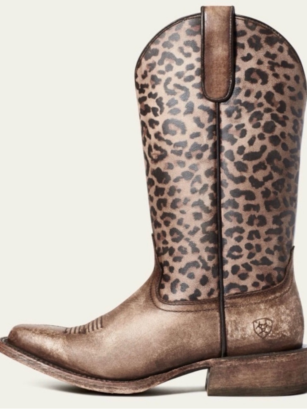 Ariat Leopard Print and Tan Lace-Up Western Boot - Picture 2 of 3